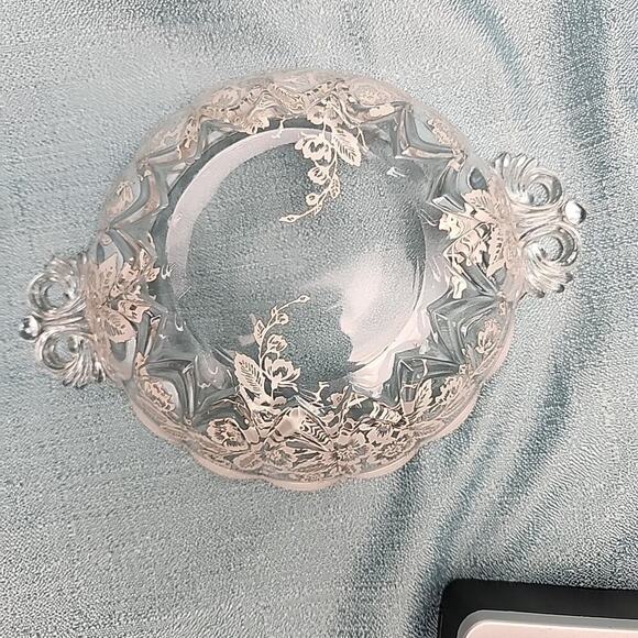 Vintage Silver Overlay Candy Nut Dish Grannycore Cottagecore Bougie - Picture 5 of 6
